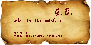 Görbe Balambér névjegykártya